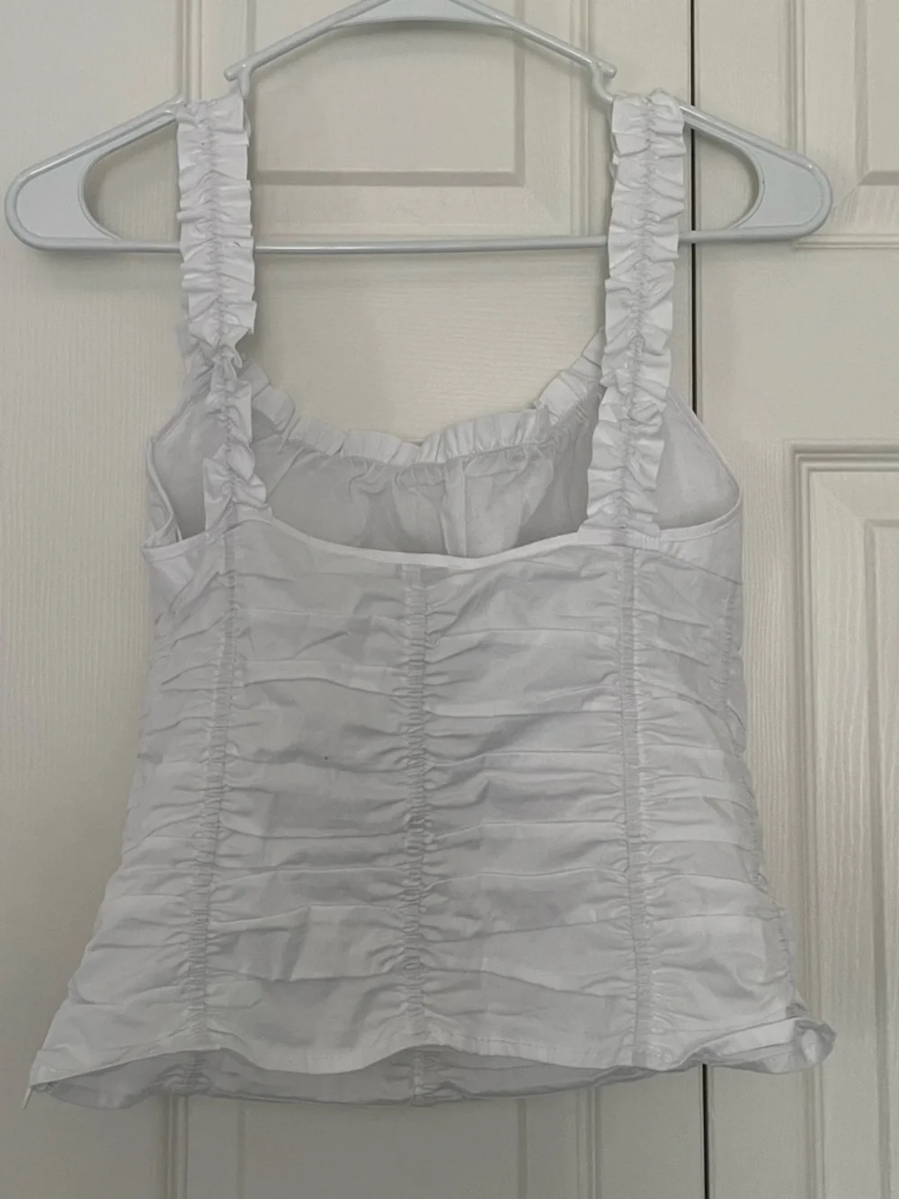 NEW $195 STAUD Nic White Ruched Square-Neck Ruched Tank Top Small - Picture 5 of 6